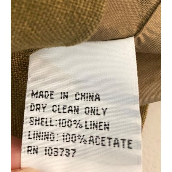 Talbots Olive Green Linen Midi Dress V-Neck Cap Sleeves Belted Waist Size 6 - Picture 4 of 10